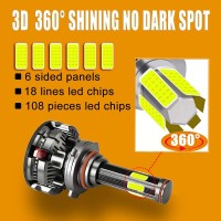 This 9005 H11 LED headlight bulbs combo kit with 6 sides DOB chips 360 degree lighting without any dark zone no need adjust the lighting angle Adopted IP67 waterproofeven can work as normal under harsh condition such as Rainy and Foggy daysnbsp Specificat