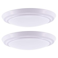 Gruenlich Led Flush Mount Ceiling Lighting Fixture, 9 Inch Dimmable 17.5W (100W Replacement) 1000 Lumen, 3000K/4000K/5000K Switch, Aluminum Housing, 2-Pack (White Finish)