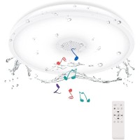 Upgrade Waterproof Ceiling Light Led Music Ceiling Lamp,With Bluetooth Speaker, Fcc, Ul 1598 Certified 18W Diammble Led Color Changing Light With Remote Control For Bathroom Shower Kitchen Outdoor