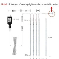 Aokudoni Christmas Lights Outdoor, Upgraded 16 Inch /40Cm Meteor Shower Lights 8 Tube Falling Rain Light Icicle String Lights For Xmas Tree New Year Party Wedding Decorations, Ul Plug, White