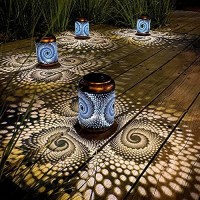 Mosaic Solar Lanterns Outdoor Bohemian Solar Lantern Outdoor Waterproof Blue Mosaic Table Light Turkish Moroccan Lamp Mosaic Decorations Yard Patio Table Decor For Garden