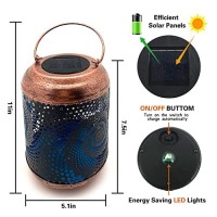 Mosaic Solar Lanterns Outdoor Bohemian Solar Lantern Outdoor Waterproof Blue Mosaic Table Light Turkish Moroccan Lamp Mosaic Decorations Yard Patio Table Decor For Garden