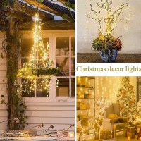 2 Pack Solar Waterfall Fairy Bunch Lights Outdoor Waterproof 200Leds 8 Modes Watering Can Light (No Can) Solar Powered String Lights Firefly Vine Christmas Garden Decorations Gardening Gifts For Mom