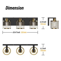 Phixart Bathroom Vanity Light, 3 Lights Lighting Fixtures Over Mirror, 20 Inch Vanity Light Fixtures, Bronze Vintage Meshy Lantern Design E26 Base Socket Wall Lamp