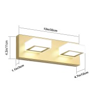 Ralbay Modern Led Gold Bathroom Vanity Light Fixtures 2 Light Acrylic Wall Lighting Fixtures Modern Gold Indoor Wall Sconces