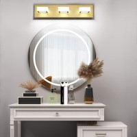 Ralbay 3 Light Gold Bathroom Vanity Light Acrylic Modern Led Vanity Light Over Mirror Bathroom Lighting Fixtures