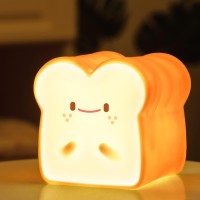 Mivani Baby Night Light Cute Bread Toast Lamp For Kids Room Timer Auto Shutoff Aaa Battery Operated Silicone Led Nightlight