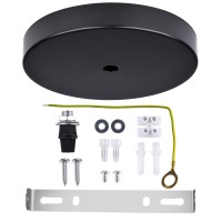 Arturesthome Modern Rewind Ceiling Canopy Kit Single Hole Ceiling Plate For Pendant Lights Or Chandelier Fixture Black 18Cm