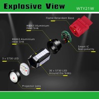 Alla Lighting Wty21W Led Bulbs, Super Bright Rear Turn Signal. Rear Fog Lights Bulbs Replacement 12V, Pure Red