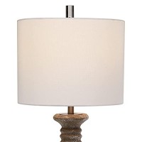 Benjara Turned Pedestal Style Ceramic Table Lamp With Fabric Shade, Brown