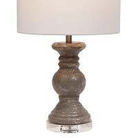 Benjara Turned Pedestal Style Ceramic Table Lamp With Fabric Shade, Brown