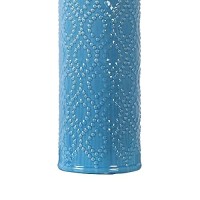 Benjara 28 Inch 150W Ceramic Base Drum Shade Table Lamp, Blue