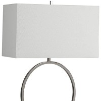 Benjara Open Ring Design Base Metal Table Lamp, Silver