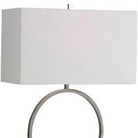 Benjara Open Ring Design Base Metal Table Lamp, Silver