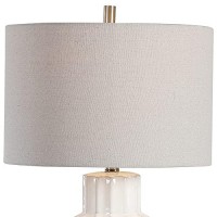 Benjara Geometric Ceramic Table Lamp With Multiple Faceted Sides, White