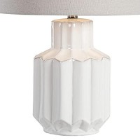 Benjara Geometric Ceramic Table Lamp With Multiple Faceted Sides, White