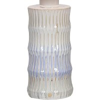 Benjara Cylindrical Ceramic Table Lamp With Raised Lines, White