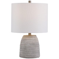 Bringing in a very traditional vibe this table lamp is here to embellish your entire setup with a whimsical appeal The bellied shaped body is accented with carved lines which gives it a tint of creativity 3 way socket switch and E26 bulb base allows it to