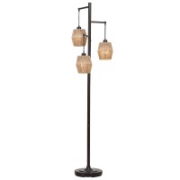 Modern in appeal and extremely eye catching this floor lamp will definitely make a style statement Showcasing strung rope 3 hanging shades it has stalk design body which lends support to the entire piece and also makes it extremely sturdy