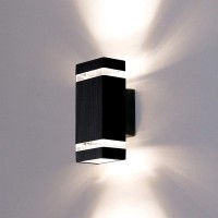 Hfvlite Outdoor Wall Sconce Aluminum Outside Wall Light Up And Down, Waterproof Patio Wall Fixture Exterior Lamp, Gu10 Socket For Porch, Garage, Doorway, Entryway, Black