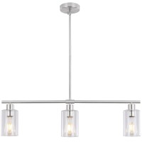 Mrhyswd 3 Lights Kitchen Island Lighting Brushed Nickel Pendant Light Fixtures With Glass Shade 31 Dining Room Chandeliers Adj