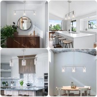 Mrhyswd 3 Lights Kitchen Island Lighting Brushed Nickel Pendant Light Fixtures With Glass Shade 31 Dining Room Chandeliers Adj