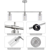 Mrhyswd 3 Lights Kitchen Island Lighting Brushed Nickel Pendant Light Fixtures With Glass Shade 31 Dining Room Chandeliers Adj