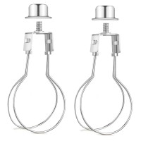 Lamp Shade Harp Holder Adapter Kit - Includes Finials And Lampshades Levellers To Keep Lamp Shade Hardware In Place Spring Clip For Light Bulb - 2 Pack (Nickel)