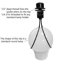 Lamp Shade Harp Holder Adapter Kit - Includes Finials And Lampshades Levellers To Keep Lamp Shade Hardware In Place Spring Clip For Light Bulb - 2 Pack (Black)