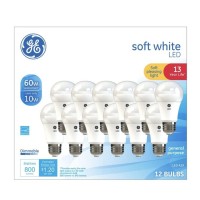 Ge Soft White 60 Watt Replacement Led Light Bulbs, General Purpose, Dimmable Light Bulbs (Soft White, 12 Pack) (12)