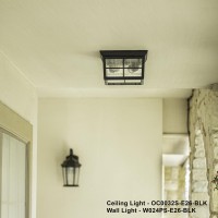 Coramdeo French Pane Square 2 Light Ceiling Mount Farmhouse Fixture Indoor Or Outdoor Two Standard Sockets Open Bottom Damp