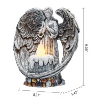 Yiosax Angel Garden Statues Outdoor Cemetery Decorations For Grave Take The Cross Praying Wings Angel Figurine Cemetery Lights P