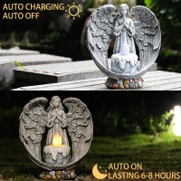 Yiosax Angel Garden Statues Outdoor Cemetery Decorations For Grave Take The Cross Praying Wings Angel Figurine Cemetery Lights P