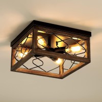 Anqianyue Vintage Wood Flush Mount Ceiling Light Fixture Farmhouse 4-Lights 12.59