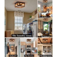 Anqianyue Vintage Wood Flush Mount Ceiling Light Fixture Farmhouse 4-Lights 12.59