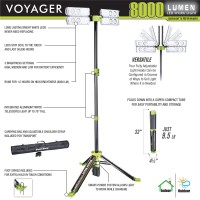 Powersmith Voyager Pvlr8000A 8000 Lumen Collapsible Cordless Tripod Led Work Light With Battery Charger Carry Bag Included O