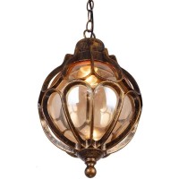 Slawa Outdoor Pendant Lights For Porch, Vintage Exterior Hanging Lantern With Spherical Glass Lampshade, Bronze Aluminum Fixture For Gazebo, Entry, Yard