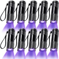 Roceei 10 Pieces Led Handheld Blacklight, Mini Light Torch Detector, Portable Uv Flashlight Torch For Pets Stains Urine (Purple Light)