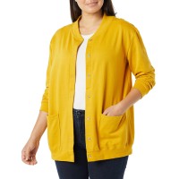 Amerimark Women Fleece Snap Button Cardigan Sweatshirt Coat - Ladies Soft Lightweight Warm Long Sleeve Jacket With Pockets