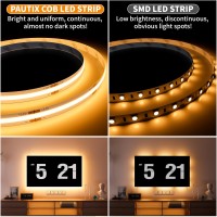 Pautix Cob Led Strip Light 2700K Dc12V 18Ft55M Warm White Led Tape Lights For Kitchen Home Diy Lighting Projects With 1Pcs Con