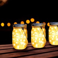 Ostritec Solar Mason Jar Lights Lids, 12 Pack 30 Led Fairy Lights(Jars Not Included), Outdoor Hanging Mason Jar Solar Lights, Fairy In A Jar Firefly Lights For Patio Garden Table Christmas Decor