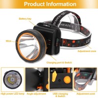 Aikertec Led Rechargeable Headlamp, 90000 High Lumen Headlamps Super Bright Headlamp Flashlight, Waterproof Usb Led Headlamps, Headlamp Battery Powered For Outdoor Camping, Fishing, Hunting, Running