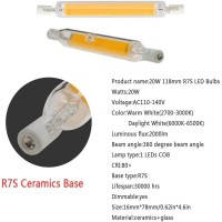 118Mm 20W R7S Led Bulb 200W Halogen Equivalent 118Mm J-Type High Brightness 20W 120V R7S Base 6000K Daylight White J Type T3 118Mm Double Ended Flood Light 360Beam Angle, Pack Of 4