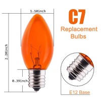 Pallerina 25 Pack Orange Halloween Replacement Bulbs C7 Glass Replacement Bulbs For Outdoor String Light Patio Lights C7E12 C