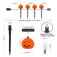 Halloween Pumpkin Pathway Markers Lights Outdoor 7Ft Connectable C7 Halloween Decorations Pathway String Lights With 4 Pumpkin