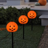 Halloween Pumpkin Pathway Markers Lights Outdoor 7Ft Connectable C7 Halloween Decorations Pathway String Lights With 4 Pumpkin