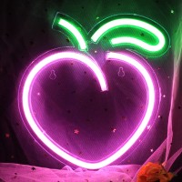 Pink Peach Neon Sign Imegina Teen Room Decor Signs 89 X92 Inch Dimmable Usb Powered Cute Peach Room Decor With Switch For B