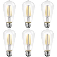 Energetic Dimmable Led Filament Light Bulbs, High Brightness, 8W, 60 Watt Equivalent, St58 St18, Daylight 5000K, Classic Clear Glass, 6 Pack