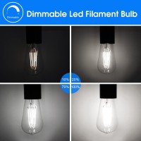 Energetic Dimmable Led Filament Light Bulbs, High Brightness, 8W, 60 Watt Equivalent, St58 St18, Daylight 5000K, Classic Clear Glass, 6 Pack