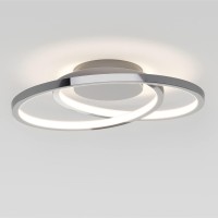 Artika Salto 15W Led Modern Swirl Flush Mount Ceiling Light Fixture, Chrome - Ideal For Bedroom, Hallway, Kitchen - 1000 Lumens, 2700 Kelvin, No Bulb Required